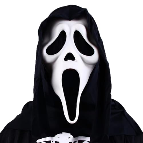 GNALIA Ghostface, Máscara De Halloween Blanca, Talla Única Para Adulto, Terror Y Fantasmas, Para Fiestas Temáticas, Juegos De Rol Y Coleccionismo