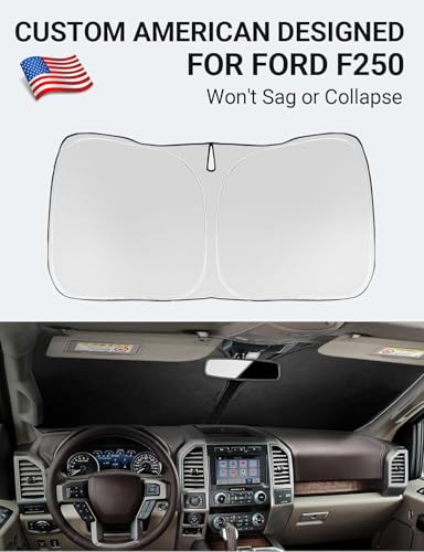 Image of Proadsy 2026 Upgrade Front Windshield Sun Shade Foldable Sunshade Protector Custom Fit 2017-2025 2026 Ford Super Duty F-250 F250 F-350 F350 F-450 F450 F-550 F550 2Door 4Door Pickup Accessories