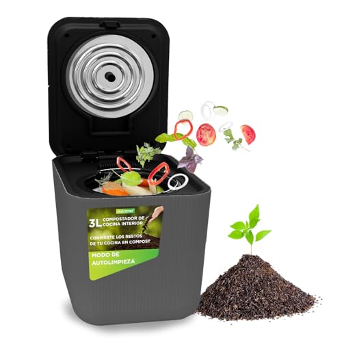 NutriChef compostador electrico, 3 litros, Ideal para cocinas, Cubo Basura organica y desechos de Comida, Automatico, Funciones de Secado, Trituracion y Enfriamiento