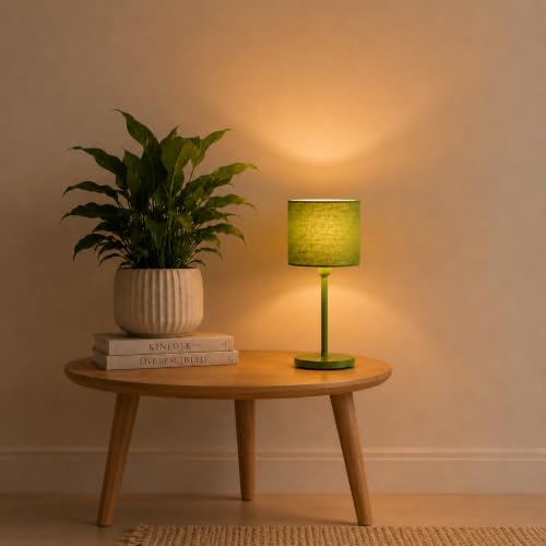 Image of THE GRANDEUR Table Lamp with Fabric Shade, 41 cm, Green, Metal Base | Decorative