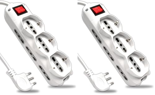 V-TAC Ciabatta Multipresa Elettrica 9 Posti con Interruttore e Cavo 1,5mt - 6 Prese Laterali 10/16A Bipasso e 3 Frontali 10/16A Bipasso Shuko - Presa per Casa, Ufficio, Negozio - Spina 16A