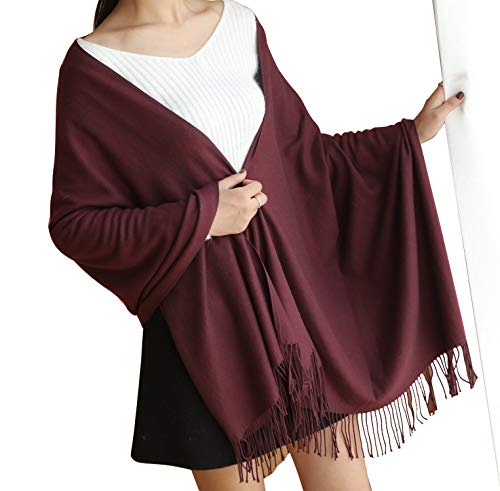 Womens Scarfs Large Soft Cashmere Feel Pashmina Scarves Shawls and Wraps for Evening Dress in Solid Colors