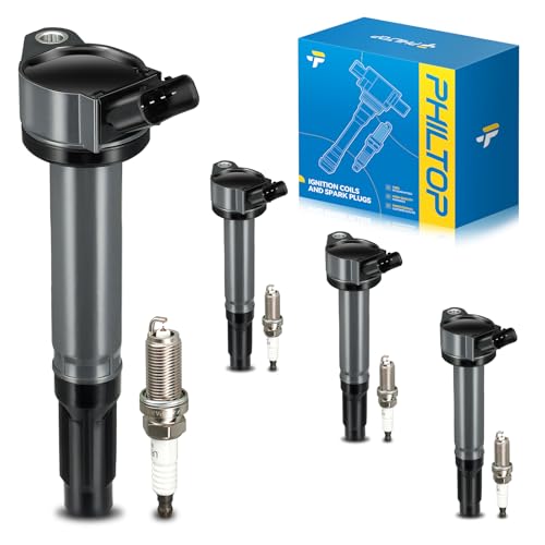 Image of PHILTOP UF487 Ignition Coil Pack and Spark Plugs Kit Fits for Toyota 2009-2018 RAV4, 2010-2017 2.5LCamry,2013-2019 2021-2023 4Runner,4 PCS