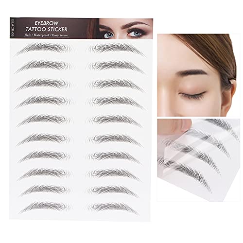 6D Eyebrow Tattoo Sticker Professional Waterproof Eyebrow Transfer Sticker Eyebrow Makeup Tool for Women and Girls (Black)(BLACK-06) - Image 2