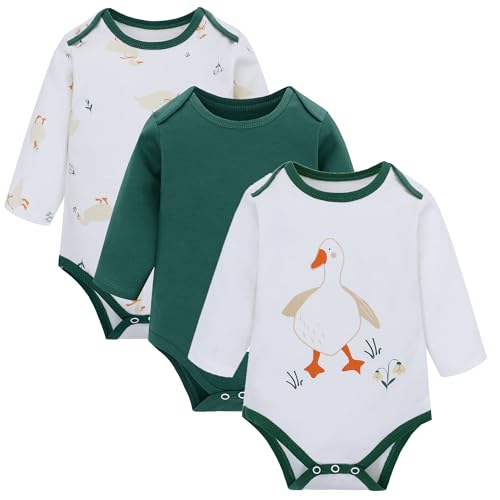 Image of LAT 3 Pcs Baby Footie Pajamas，Infant Girls Boys One-Piece Footies Sleeper Newborn Cotton Sleepwear Outfits,zipper design
