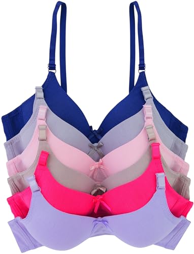 Image of ToBeInStyle Women's Pack of 6 Padded Assorted Styles Supportive Bras Cup Size - A to DDD