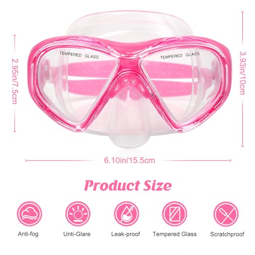 Image of Kids Swim Goggles Snorkel Diving Mask for Boys Girls Ages 5-15, Two-Color Anti-Fog Swimming Goggles with Nose Cover