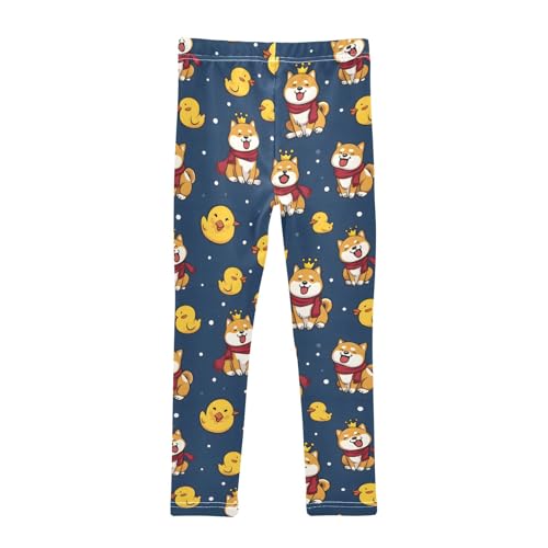 Crown Dog Yellow Duck Girls Leggings Athletic Pants Tights Stretch Bottom2