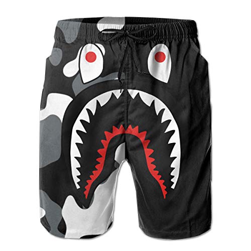 Shark Half Black Men's Swim Trunk 3D Print Shorts Summer Beach Shorts Quick Dry Cargo Pants XXL
