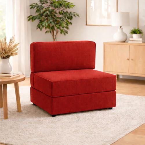 PUM PUM 2 Seater Sofa Cum Bed | Foldable Convertible Sleeper Sofa | EPE Foam | Space-Saving Design for Living Room & Guest Room | Maroon