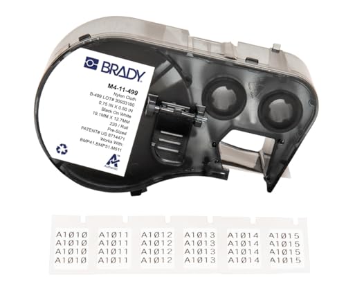 Étiquettes imprimables adhésives imperméables Brady en nylon noir sur blanc 19.05mm