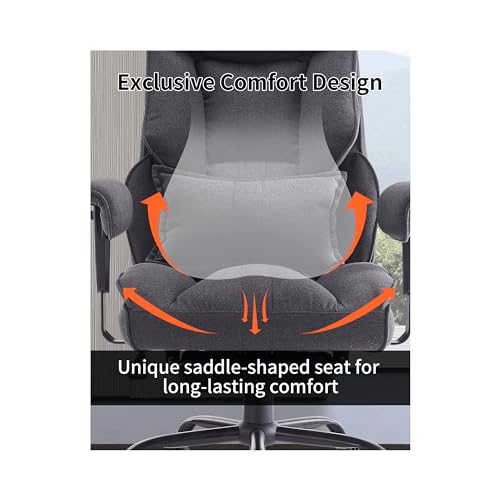 Image of Efomao Fabric Office Chair, Big and Tall Office Chair 400 lb Weight Capacity, High Back Executive Office Chair with Foot Rest, Ergonomic Office Chair for Back Pain Relief, Dark Grey