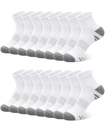 YSense 8 Pairs Crew Quarter Socks for Women Men, Breathable