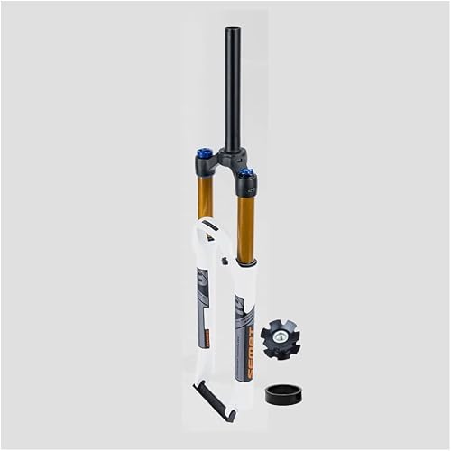 CuNtoHHH Mountain Bike Suspension Fork 26/27.5/29inch 1-1/8" Straight Air Fork Travel 120mm Disc Brake Front Fork 9 * 100mm QR Manual Lockout(White,26")