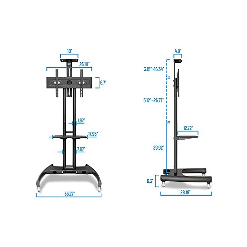 Image of MX Heavy Duty TV Wall Mount Stand for 32-65 inches LED /LCD /Monitor Screen's Full Motion 180 Rotatable Universal Wall Mount Bracket (Mobile TV Cart Floor Stand with Locking Wheels, 32 inch-65 inch)