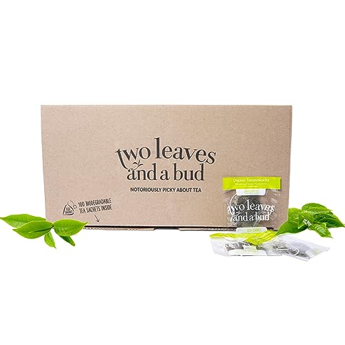 Two Leaves and a Bud Organic Tamayokucha Tea Bags, Whole Leaf Tea in Compostable Sachets, Japanese Green Tea, Light Flavor, 100 Count (Pack of 1)