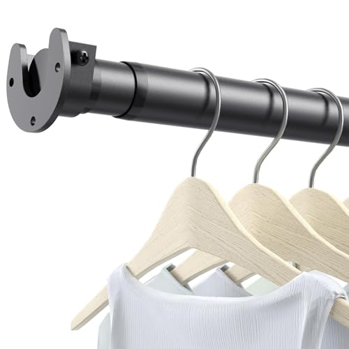 Closet Rods for Hanging Clothes, 17 to 84 Inch Stepless Adjustable Closet Rod, 1.3 Inch Diameter Metal Heavy Duty Closet Hanging Rod for Closet Wardrobes Laundry RV