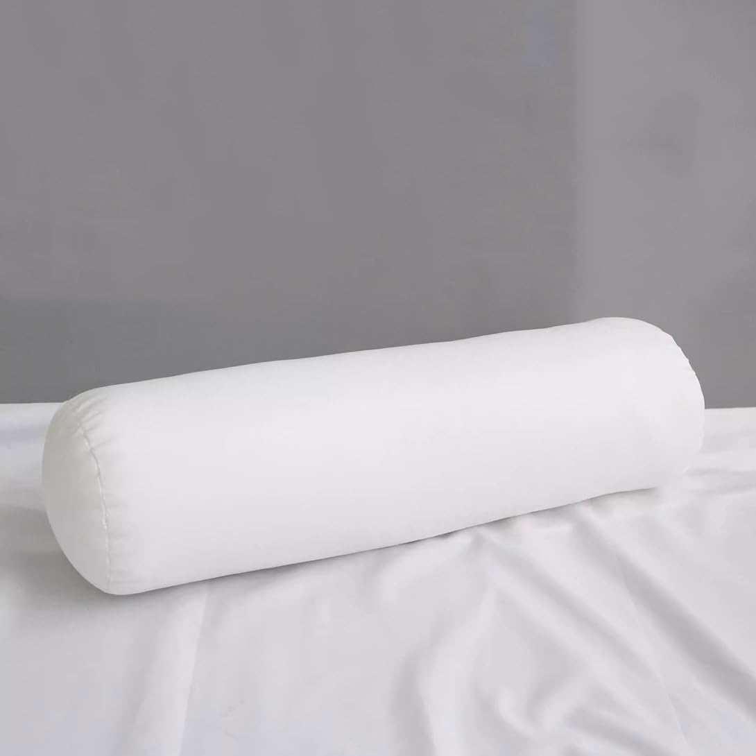 GGoty Round Bolster Pillow Inner Insert,Soft Round Long Sleeping Cushion Bolster Pillow for Back Head Neck Lumbar Support (20 * 50cm,White)
