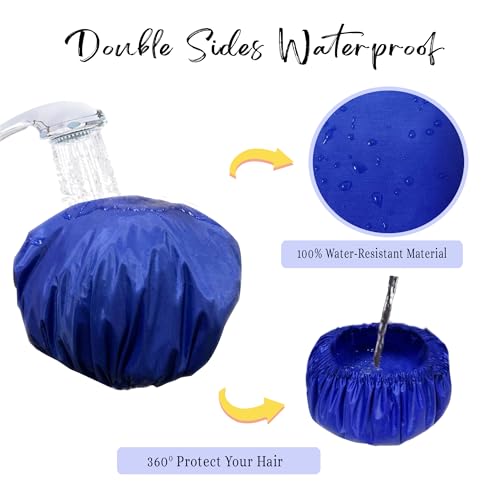 Image of BodyHerbals Reusable Shower Caps in a Beautiful Zip Bag For Women & Men 100% Water Proof | For Homes Spas, Salons, Hair Treatments & Hotels | Travel Essential | Free Size Reusable Bath Cap for Home, Spa, Salon, Hotel & Hair Treatments | Travel Essential (Set 1)