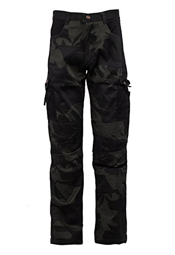Stenso Kamo - Herren Camouflage Arbeitshose Cargohose/Bundhose mit Multifunktions-Taschen - Schwarz L Cover