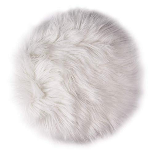 sansheng 12inches Mini Pile Round Faux Sheepskin Fur Area Rug Size Fit
