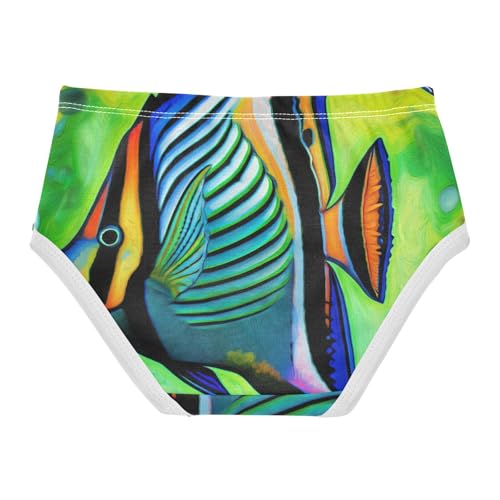 Toddler Underwear Floral 2t Cotton Little Girl Panties Print Briefs Underpants Colorful Tropical Fish Green Blue2