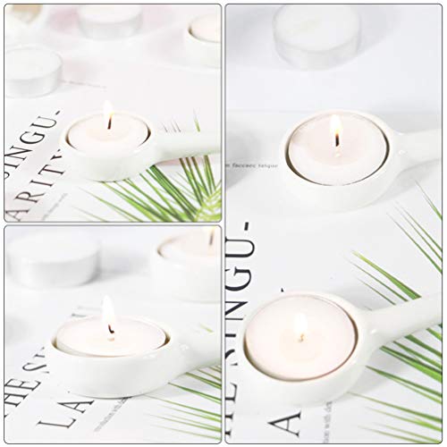 Besportble Candle Scoop Tray 6Pcs Tealight Candle Wax Warmer Spoon Ceramic Candle Holder With Handle Essential Oil Burner Tealight Spoon Rack For Home Porcelain Candle Tray #TOP7
