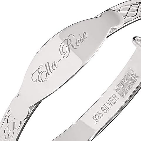 Dolce Valentina Personalised Newborn 0-1 yrs Baby Bracelet, Bangle for Christening, Baptism, BaBy Shower and Birthday from 925 Sterling Silver Nice Gift Cover