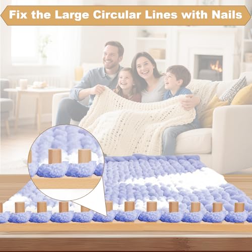 Sienson 48\" Chunky Knitting Loom for Blanket Making – Foldable Wood Frame, Portable DIY Hand Knitting Kit for Beginners, Reusable Blanket Loom for Bulky Yarn Crafts & Gifts - Thumbnail 5