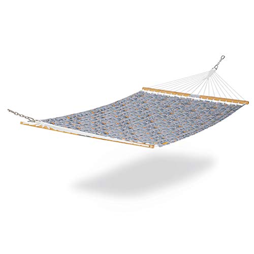Classic Accessories for Vera Bradley Water-Resistant Quilted Hammock, 78 x 51 Inch, Rain Forest Toile Gray/Gold