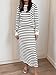 ANRABESS 2 Piece Skirts Sets For Women Fall Fashion 2025 Striped Sweater Midi Dress Knit Lounge Travel Outfits Winter Clothes Black White X-Large