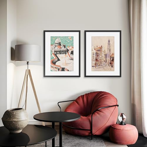 Picrit 17x22 Picture Frame 3 Pack, Black Poster Frame, Display Poster 12 x 18 with Mat or 17 x 22 without Mat for Horizontal or Vertical Wall Mounting