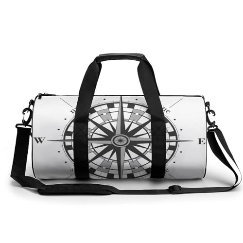 Sac de sport Boussole Blanche de gym et voyage duffel de 45x23x23cm