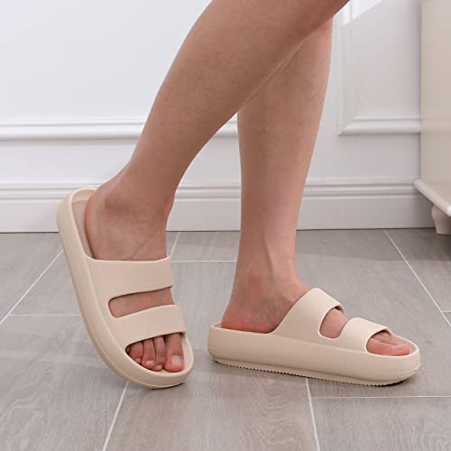 Shevalues Cloud Slides For Women With Arch Support Pillow Soft Slip On Sandals Lightweight Summer Slippers For Plantar Fasciitis Khaki 39 #TOP1