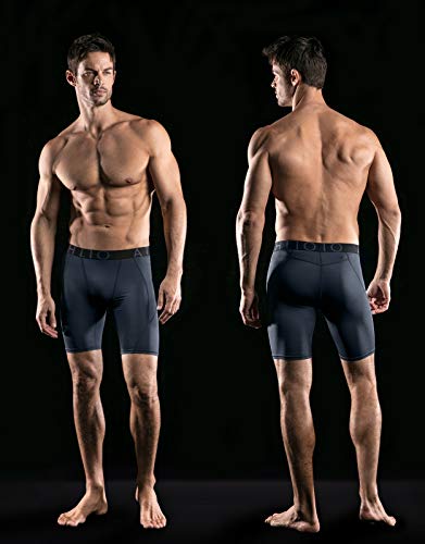 ATHLIO Men's Athletic Cool Dry Compression Shorts, Sports Performance Active Running Tights, 3pack(bsp06) - Black/Charcoal/Orange, XX-Large - Thumbnail 7