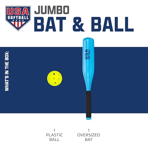 Franklin Sports USA Softball Jumbo Plastic Bat & Ball Set - 24" - Blue - image 2