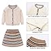 Mud Kingdom Toddler Outfits for Girls 2 Piece Ribbed Knit Sweater Cardigan Pleated Skirt Set Beige 4T