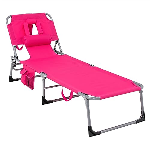 GYMAX Folding Tanning Chair with Face Hole