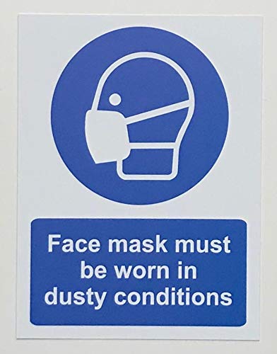 Face masks must be worn in dusty conditions Safety sign - 1.2mm Rigid plastic 200mm x 150mm
