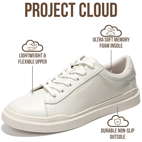 Image of Project Cloud Mens Sneakers - Eco-Crafted Leather Memory Foam Insole Dress Shoes for Men Non Slip Laced-Up Water-Resistant Mens Casual Shoes - Dress Sneakers 2026