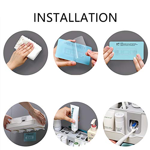 Aidou 3-In-1 Toothbrush Holder Wall Mounted With Automatic Toothpaste Dispenser Squeezer Punch Free Bathroom Shelf Space Saving Cosmetics Organizer Rack (4 Cups) #TOP5
