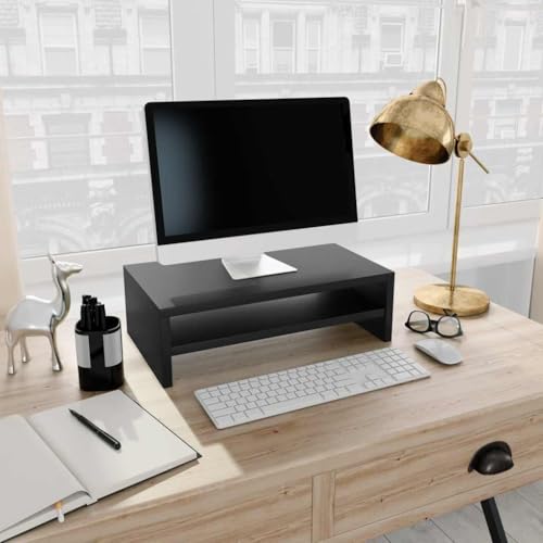 Support de moniteur PC robuste et réhausseur d'écran noir pour organisation de table de bureau - 2