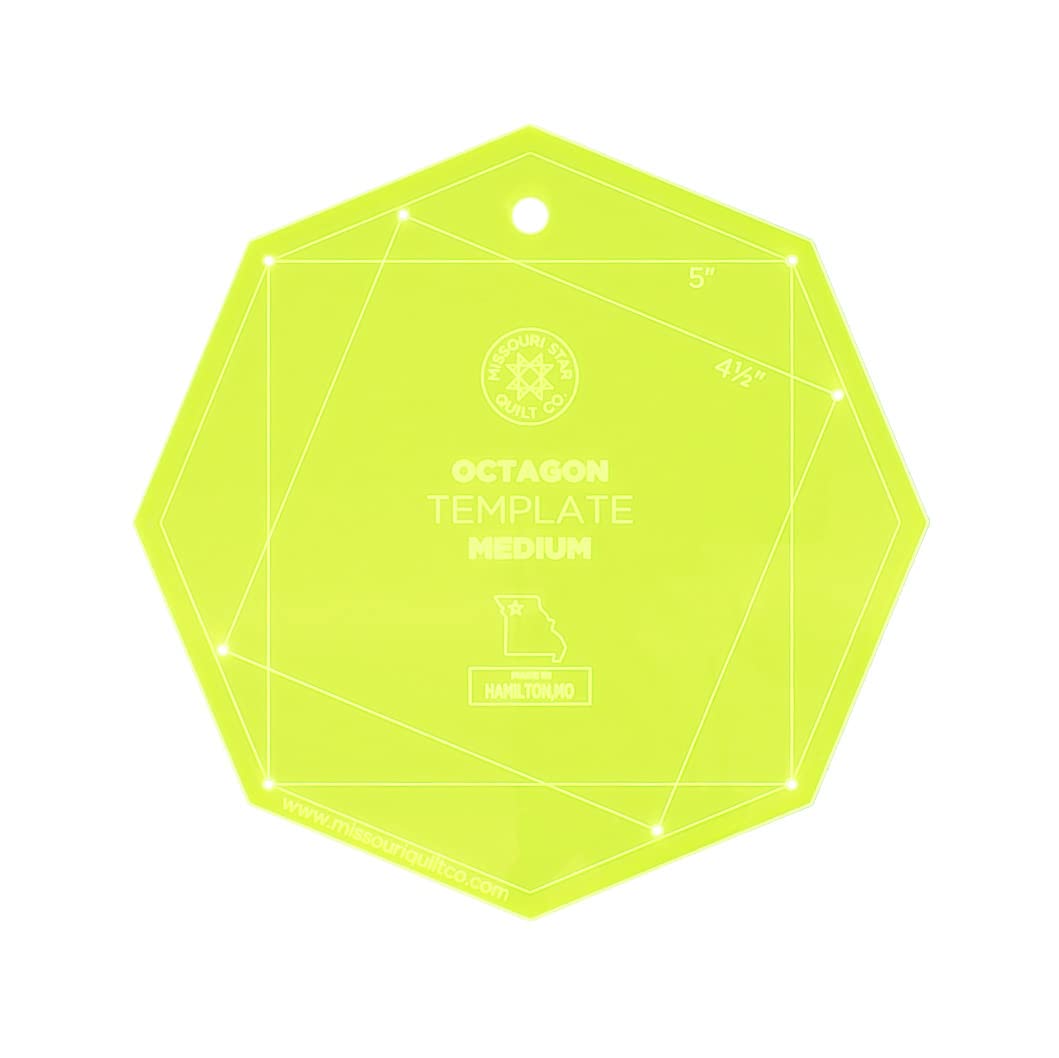 MISSOURI STAR QUILT CO.Template Octagon, 7'' | Acrylic ing Ruler Stencil for use with Precut Fabric Squares | Essential Supplies for Cutting Patterns and Patchwork, Green