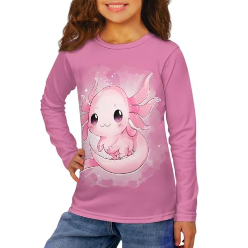 Image of Girls Long Sleeve Shirts Casual Crewneck Soft T-shirts for Girls 3-16 Years Old