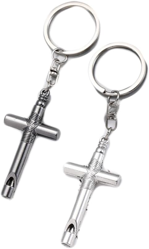 ARFUKA Emergency Whistle Survival Whistle Safety Whistle Cross Whistle with Keychain for Hiking Camping Sports Pack of 2
