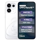 Oppo Reno16 5G (Starry White, 8GB, 256GB) | 3D Design | 50MP 3.5X Telephoto Camera | 4K 60fps HDR Video | AI Remix Collage | Snapdragon 7 Gen 4 | 6700mAh 80W SUPERVOOC | ColorOS 16 | IP69K