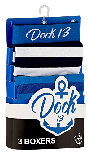 Dock13 Herren Boxershorts Maritim 3er Pack Dunkelblau