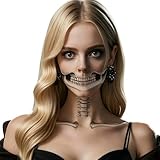 Lot de 4 Tatouages Temporaires Halloween, Têtes de Mort Autocollants pour Halloween Horreur Lèvres Maquillage Tatouages Zombie Fausses Tatouage pour Décoration Halloween Maquillage Cosplay
