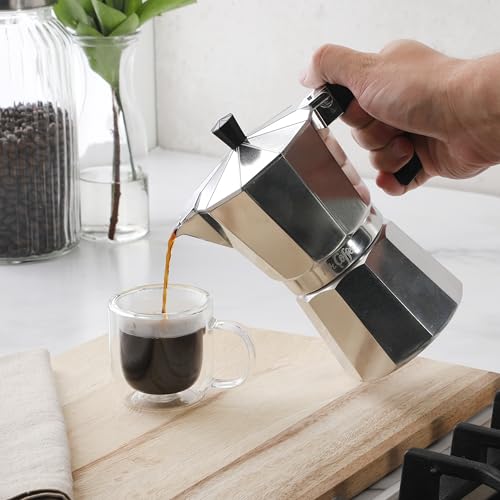Mr. Coffee Brixia 6-Cup Stovetop Espresso Maker – Classic Italian Moka Pot, Aluminum Silver Espresso Coffee Maker with Handle for Strong, Rich Brew by Mr. Coffee - Used condition - Image 2