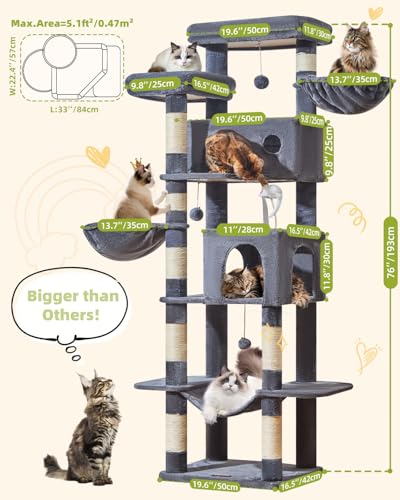 Torre para gato Taoqimiao de 76 pulgadas color gris humo miniatura 2